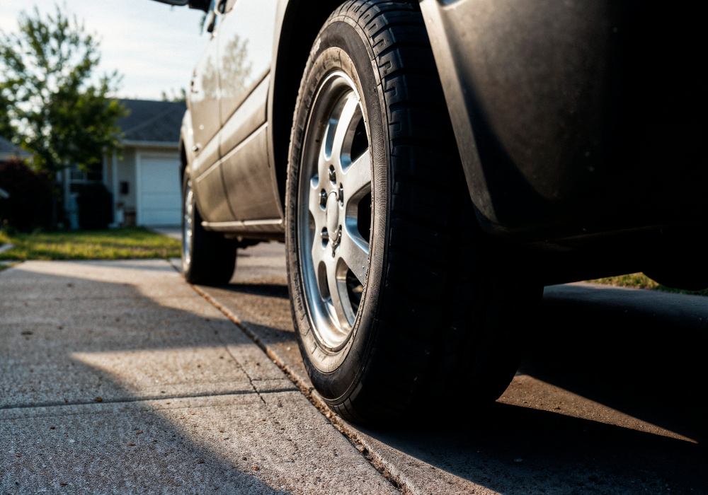 pneu voiture garée